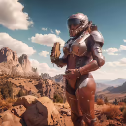 an image of a woman in sci - file outfit with arms out