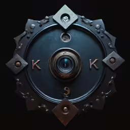 a camera that is in front of a black background