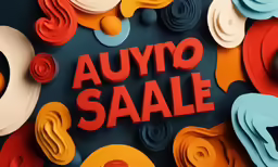 colorful objects are displayed next to the word auto sale