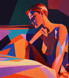 a painting of a woman sitting on a chair,a painting of a woman lying down looking away from the camera