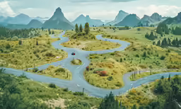 an image of a road winding through the countryside