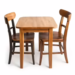 a table and two chairs are sitting in a set