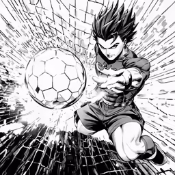 a cartoon guy kicking a soccer ball in front of him