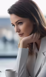a close up of a person leaning on a desk