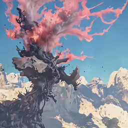 a massive group of fireballs floating over a mountain