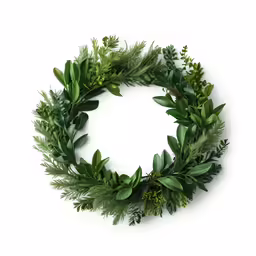 a wreath of greenery on white background
