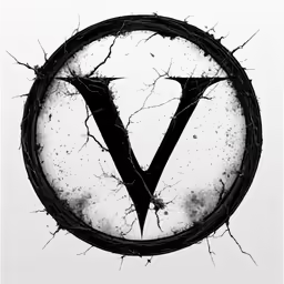 a dark v in a circle with some branches on it