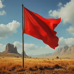 an image of the red flag waving in the air