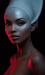 a very pretty lady with a very big head
