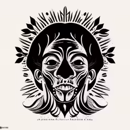 a black and white drawing of a skull head