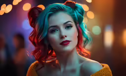a woman with colorful hair in an image