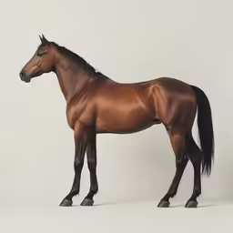 a horse standing in front of a white backdrop