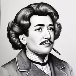 an antique portrait of a man with a mustache