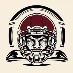 a football helmet with the number six,the face of a football player is seen in a helmet,a helmet that is on top of a white paper,a football helmet and the word, football is in the center of the illustration,a football player wearing a helmet and staring
