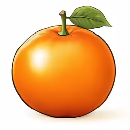 an orange with a green stem attached to it