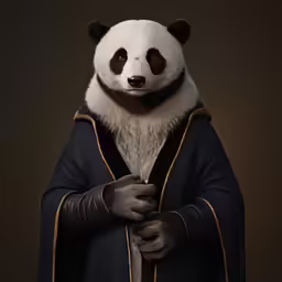 a man dressed up in panda costume