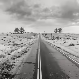 a paved road with some trees in the distance