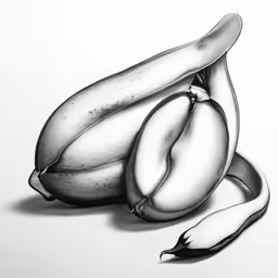 an pencil drawing of some bananas on top of each other