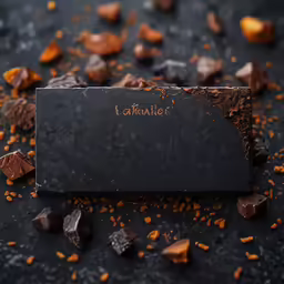 a brown and black chocolate block sitting on top of ground