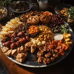a plate is filled with all kinds of foods