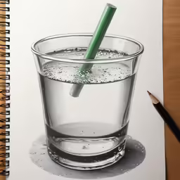 a pencil sits on top of a watercolor drawing of a cup