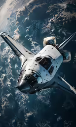 the space shuttle is flying over the earth