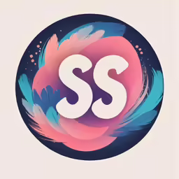 a round pink logo with the word sss inside