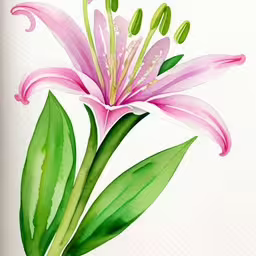 watercolor drawing of pink lily