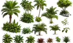 an animated variety of tropical trees and plants