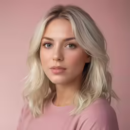 a beautiful blonde woman wearing pink posing for the camera