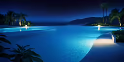this pool has a lot of lights in it