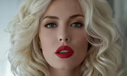 a female mannequin with her mouth open wearing red lipstick