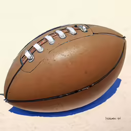 a football sitting on top of a blue mat