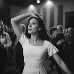 the model in a dress at a party