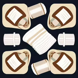 an arrangement of slices of bread that are folded up