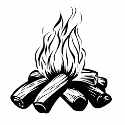 a wood burning up in fire clipart