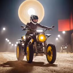 a young person riding on the back of an atv