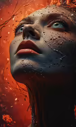 the face of a beautiful girl with splashing water on her eyes