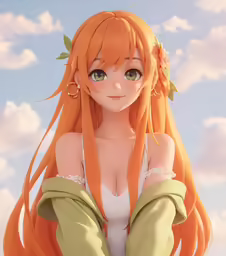 a blonde anime girl with long hair and green eyes