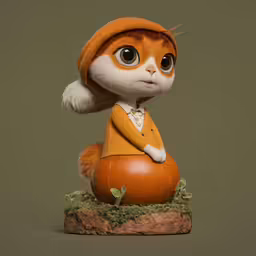 the figurine is wearing an orange hat