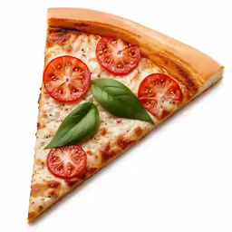 pizza with slices of tomatoes and basil
