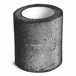a roll of black paint on top of a white surface