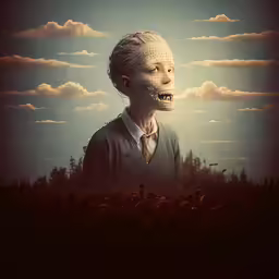 a white person with large teeth standing in the middle of an image