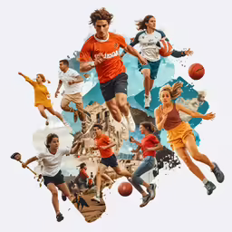 a collage of photos with various people and basketball