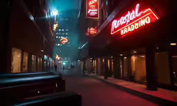 people walk through an alley in an urban area at night