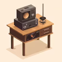 a table with two stereos on it