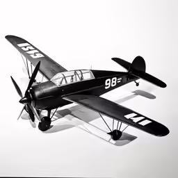 the old airplane is painted black and white