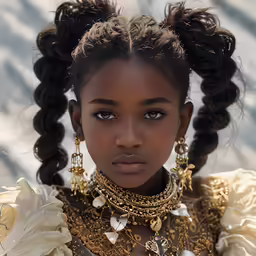the face of an african - american girl with decorative jewelry