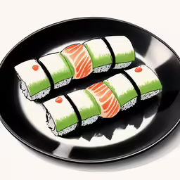 a plate full of sushi sitting on top of a table