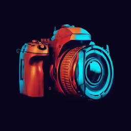 an image of a camera on black and blue